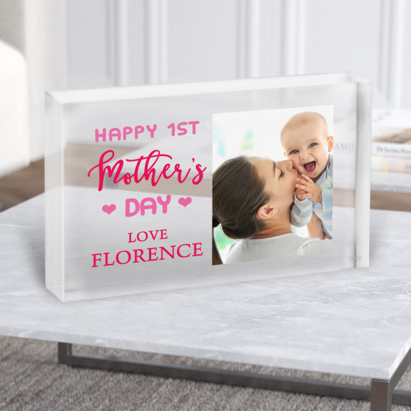 Landscape First Mother's Day Photo Personalised Acrylic Block