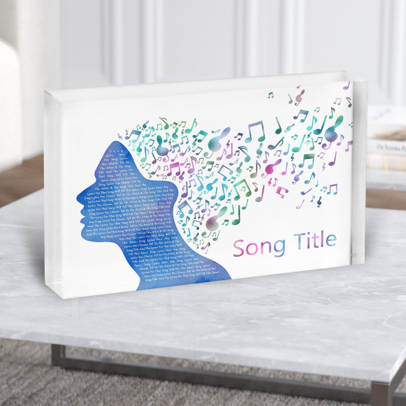 Colourful Music Note Hair Any Song Lyric Acrylic Block