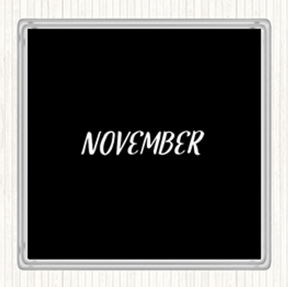 Black White November Quote Coaster