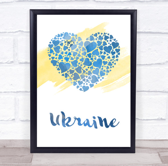 Ukraine Hearts In Hearts Watercolour Personalised Wall Art Gift Print