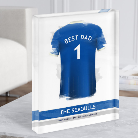 Brighton & Hove Albion Football Shirt Dad Father's Day Gift Acrylic Block