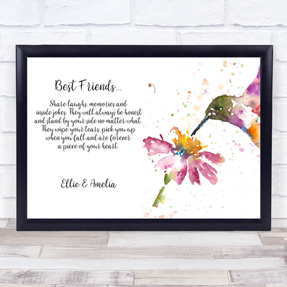 Best Friend Poem Details Any Names Humming Bird Personalised Gift Print