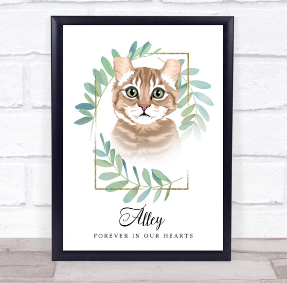Ginger Tabby Cat Memorial Forever In Our Hearts Personalised Gift Print