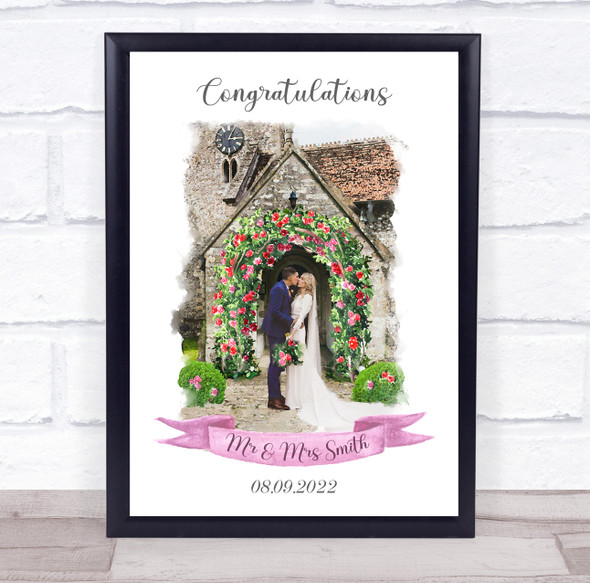 Wedding Day Congratulations Love Church Traditional Personalised Gift Print