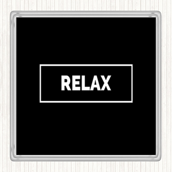 Black White Relax Boxed Quote Coaster
