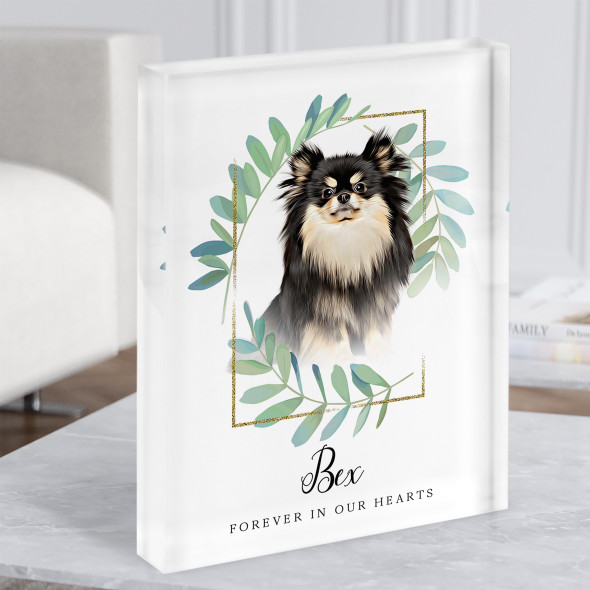 Pomeranian Dark Hair Memorial Forever In Our Hearts Gift Acrylic Block