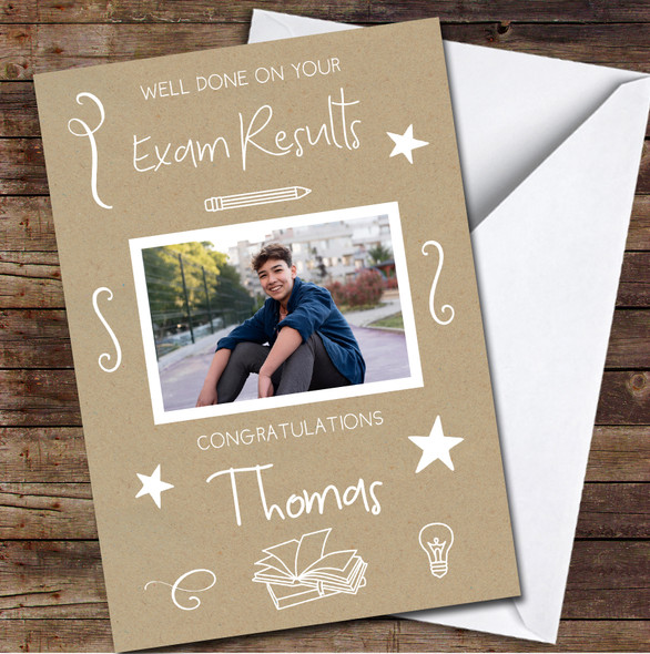 Well Done On Your Exam Results Doodle Photo Congratulations Personalised Card