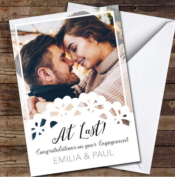 Engagement Fancy Style Photo At Last Congratulations Personalised Card