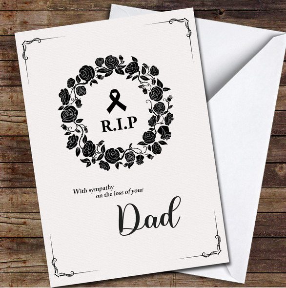 Funeral Flowers Wreath Rest In Peace Sympathy Loss Dad Personalised Card