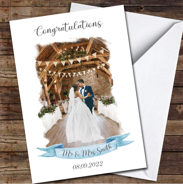 Wedding Day Congratulatuions Painted Couple First Dance Barn Personalised Card