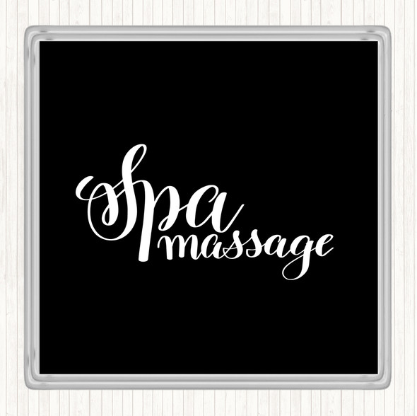 Black White Spa Massage Quote Coaster