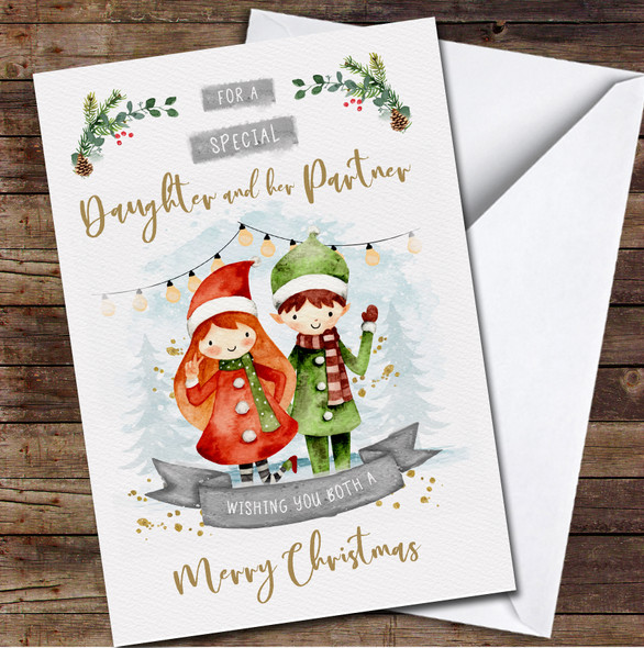 Daughter and her Partner Couple Any Text Personalised Christmas Card