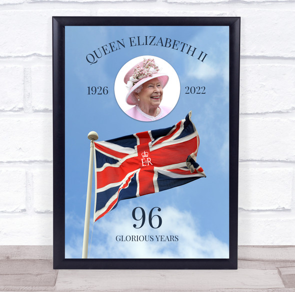 Queen Elizabeth II Memorial 96 Glorious Years Flag Art Poster Print