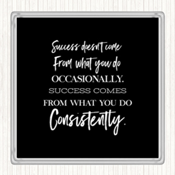 Black White Success Doesn't Come From What You Do Quote Coaster