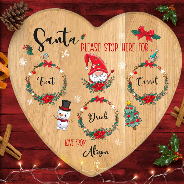 Wreaths Heart Personalised Christmas Eve Board Santa Reindeer Treat Plate