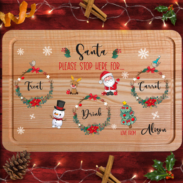 Wreaths Rectangle Personalised Christmas Eve Board Santa Reindeer Treat Plate