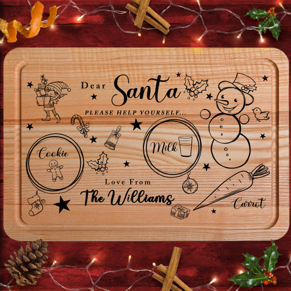 Doodle Characters Rectangle Personalised Christmas Eve Board Santa Reindeer Treats