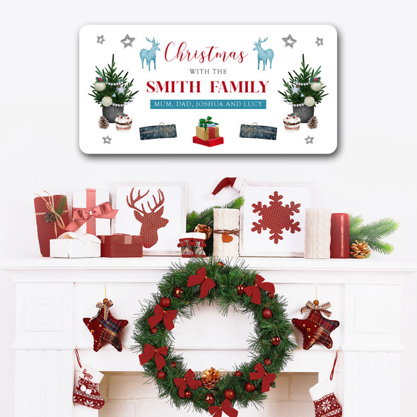 White Christmas With The Family Name Tree Gifts Home Personalised Sign