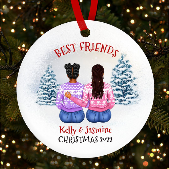Best Friends Family Xmas Jumpers Personalised Christmas Tree Ornament Decoration
