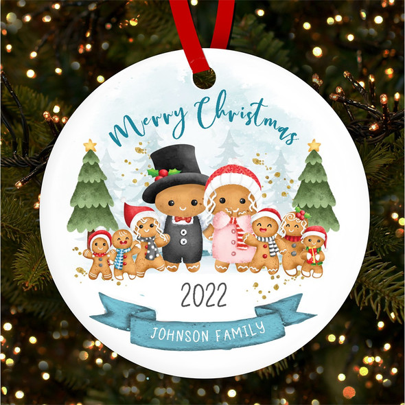 Gingerbread Family Couple Kids  Personalised Christmas Tree Ornament Decoration
