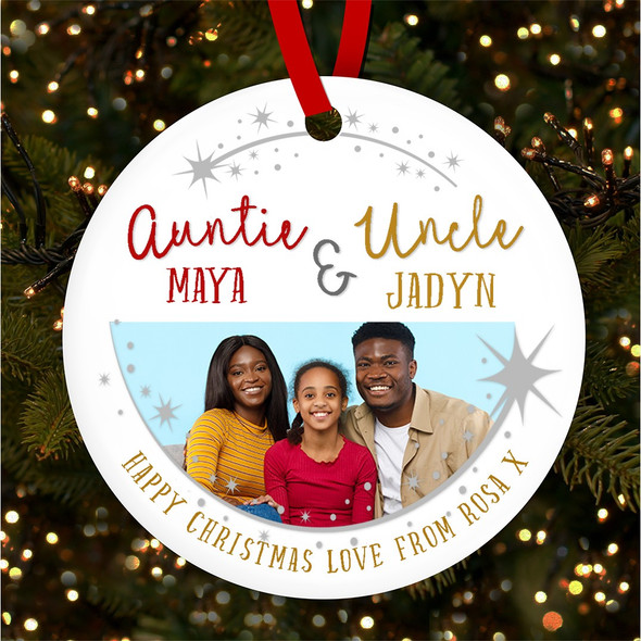 Auntie Uncle Frame Photo Personalised Christmas Tree Ornament Decoration