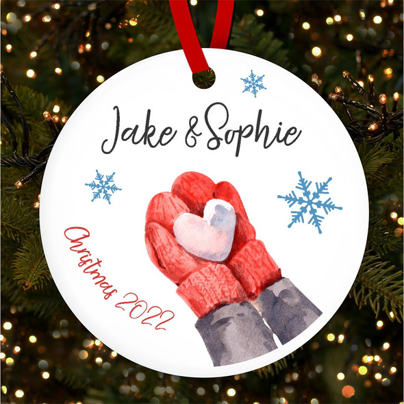 Couple Snowball Partner Love Personalised Christmas Tree Ornament Decoration