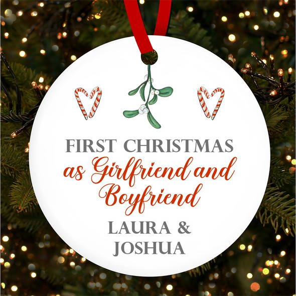 First As Girlfriend Boyfriend Personalised Christmas Tree Ornament Decoration