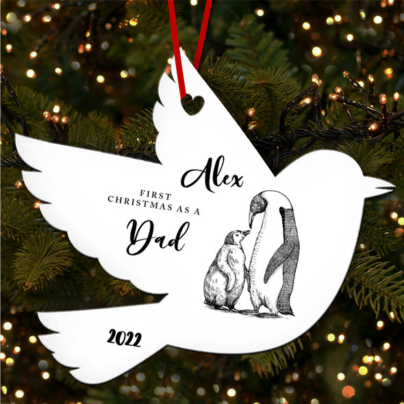 First As A Dad Penguins Robin Personalised Christmas Tree Ornament Decoration