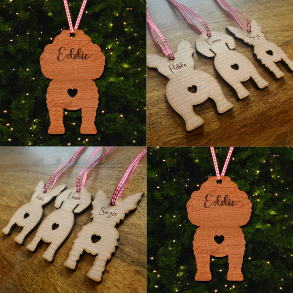 Toy Poodle Dog Bauble Dog Bum Ornament Personalised Christmas Tree Decoration