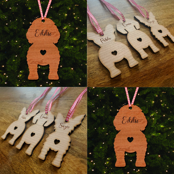 Aussiepoo Dog Bauble Dog Bum Ornament Personalised Christmas Tree Decoration
