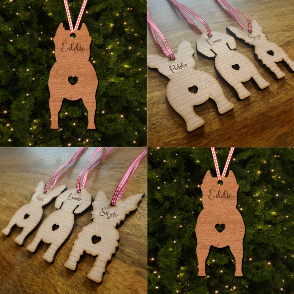 Pitbull Dog Bauble Dog Bum Ornament Personalised Christmas Tree Decoration