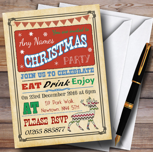 Parchment Vintage Customised Christmas Party Invitations