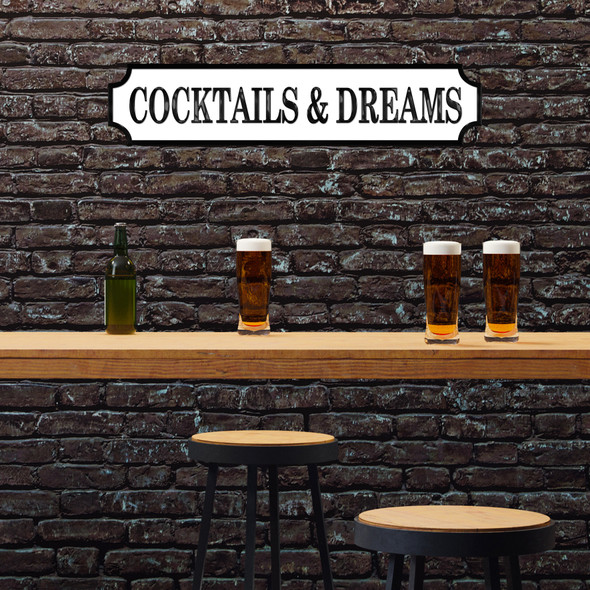 Cocktails & Dreams Home Kitchen Bar Any Colour Text 3D Train Street Home Sign