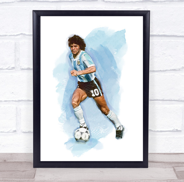 Footballer Diego Maradona Football Player Watercolour Wall Art Print