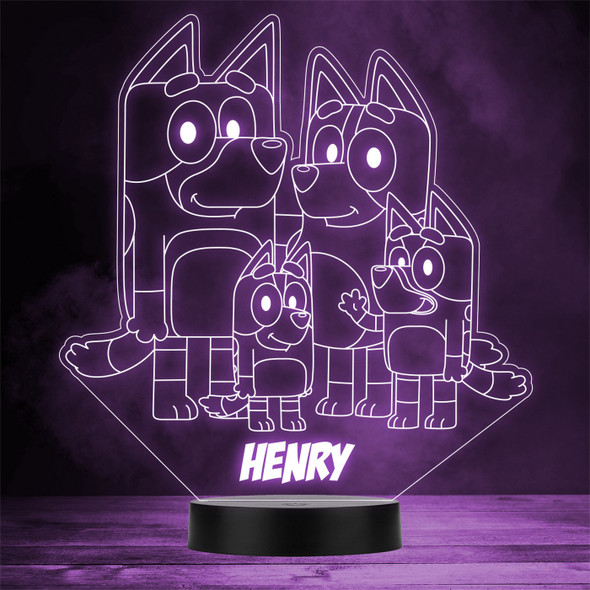 Bluey And Family Kids Cartoon TV Character Personalised Gift Colour Night Light
