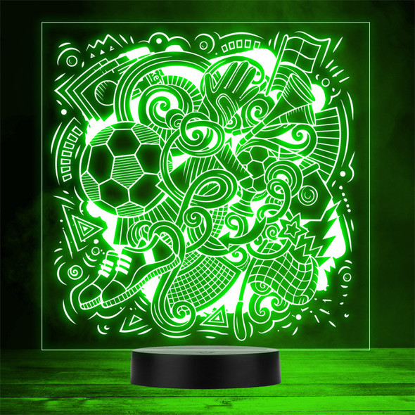 Football Fan Doodle Icons World Cup Personalised Gift Any Colour LED Night Light