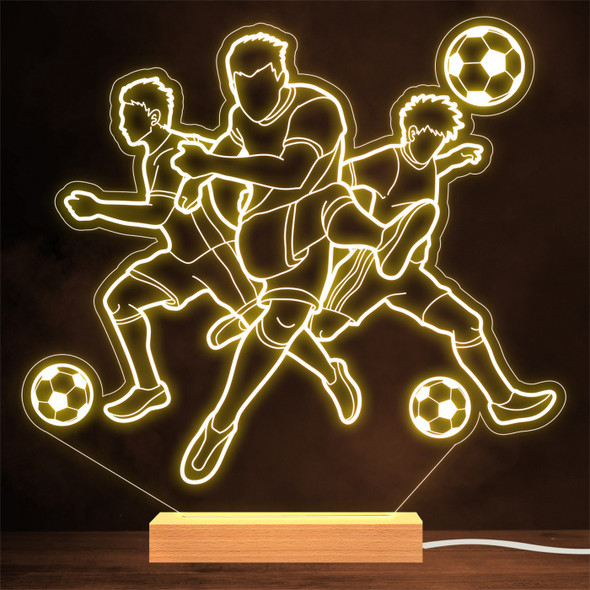Three Footballers Line Art Sports Fan World Cup Personalised Gift Night Light