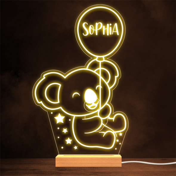 Cute Koala Balloon & Stars Personalised Gift Lamp Night Light