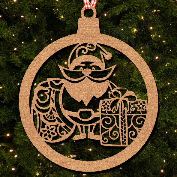 Round Santa Presents Cartoon Big Moustache Ornament Christmas Tree Bauble