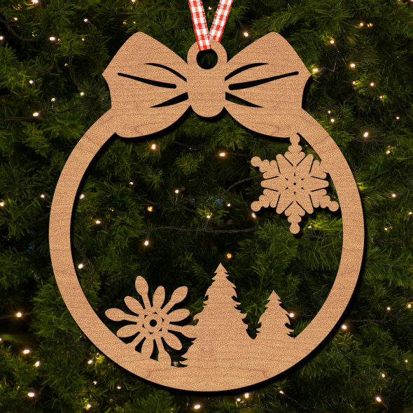 Circle Bow - 2 Snowflakes and Xmas Tree Ornament Christmas Tree Bauble