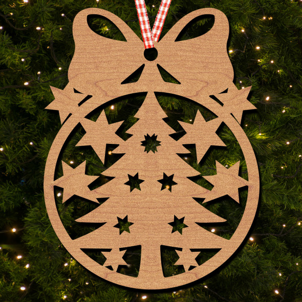 Circle Bow - Xmas tree and Stars Ornament Christmas Tree Bauble Decoration