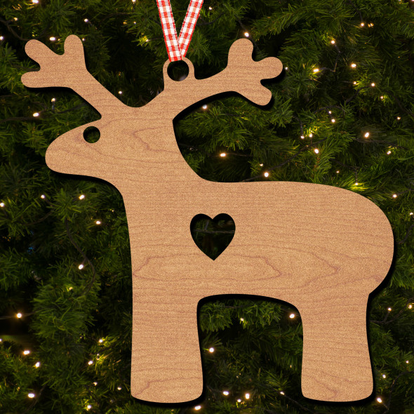 Reindeer Outline Heart Hanging Ornament Christmas Tree Bauble Decoration