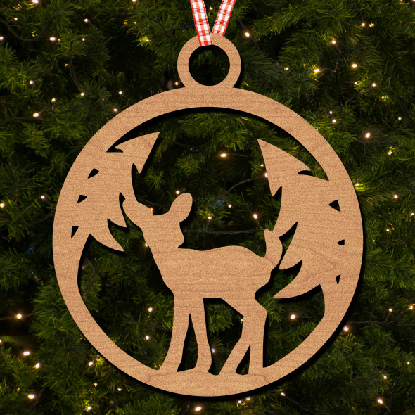 Small Deer Doe Trees Hanging Ornament Christmas Tree Bauble Decoration