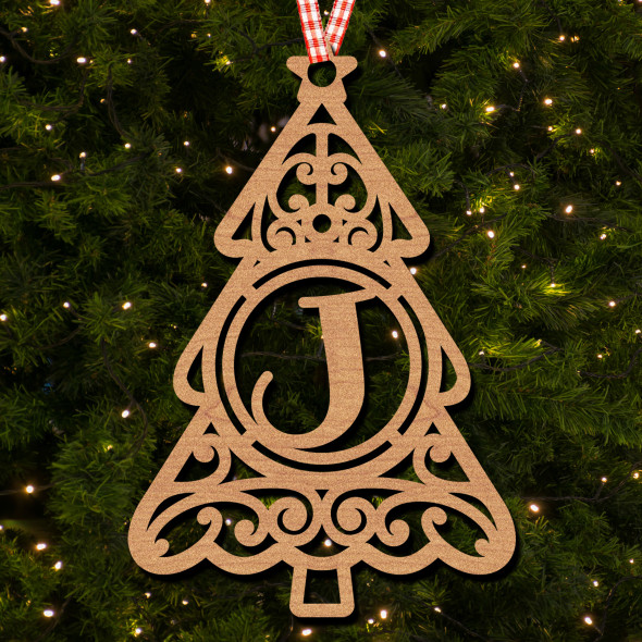 Christmas Tree - J Hanging Ornament Christmas Tree Bauble Decoration