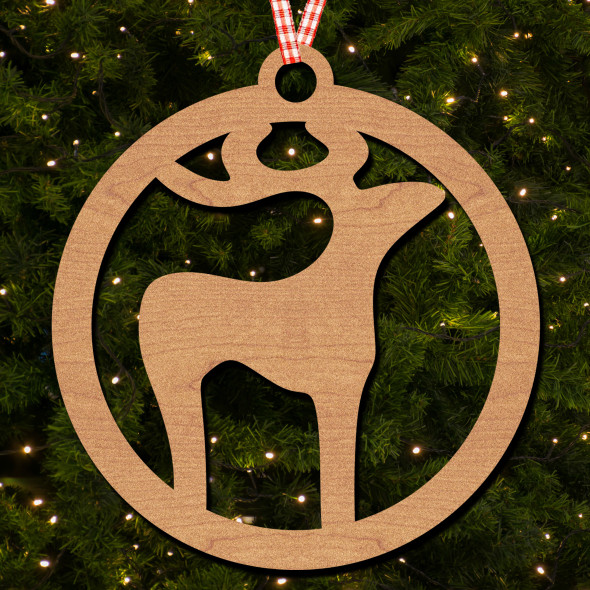 Circle - REINDEER Hanging Ornament Christmas Tree Bauble Decoration