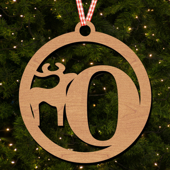 Circle & Deer - O Hanging Ornament Christmas Tree Bauble Decoration