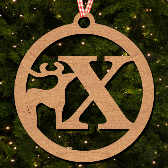 Circle & Deer - X Hanging Ornament Christmas Tree Bauble Decoration