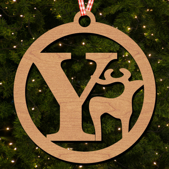 Circle & Deer - Y Hanging Ornament Christmas Tree Bauble Decoration
