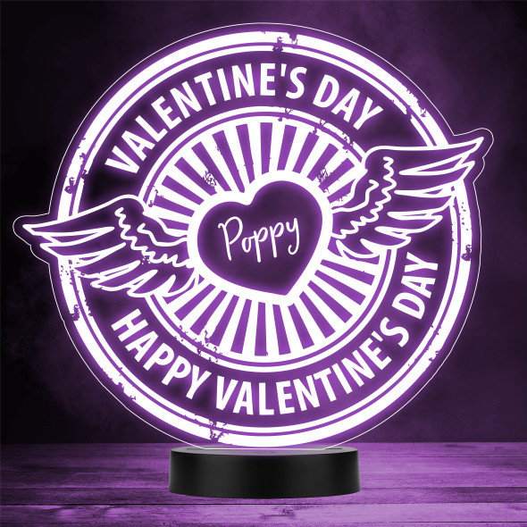 Happy Valentine's Day Stamp Angel Personalised Gift Colour Changing Night Light