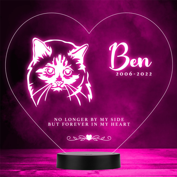 Cat Pet Loss Memorial Forever In My 7 Personalised Gift Colour Night Light